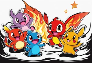 Calcifer, Chimchar, Toothless, Stitch, Kirby, Ponyo tattoo idea