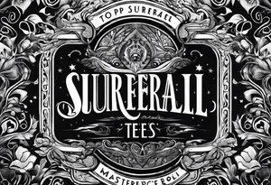 a logo with the words surreal tees tattoo idea
