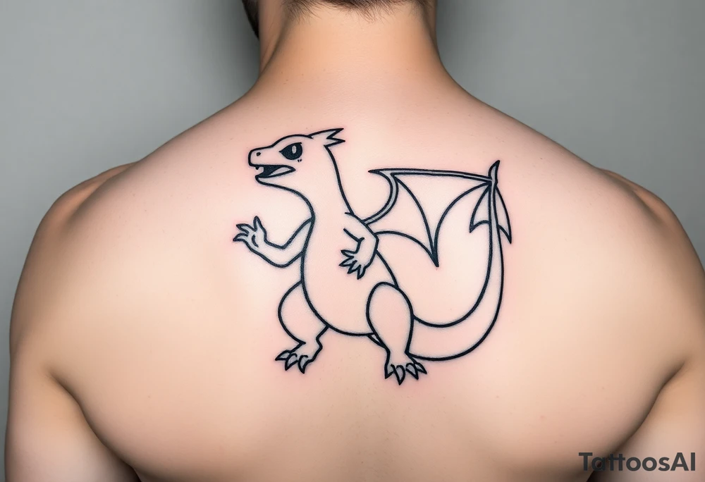Silhouette of Charmander inside Charmeleon inside Charizard tattoo idea