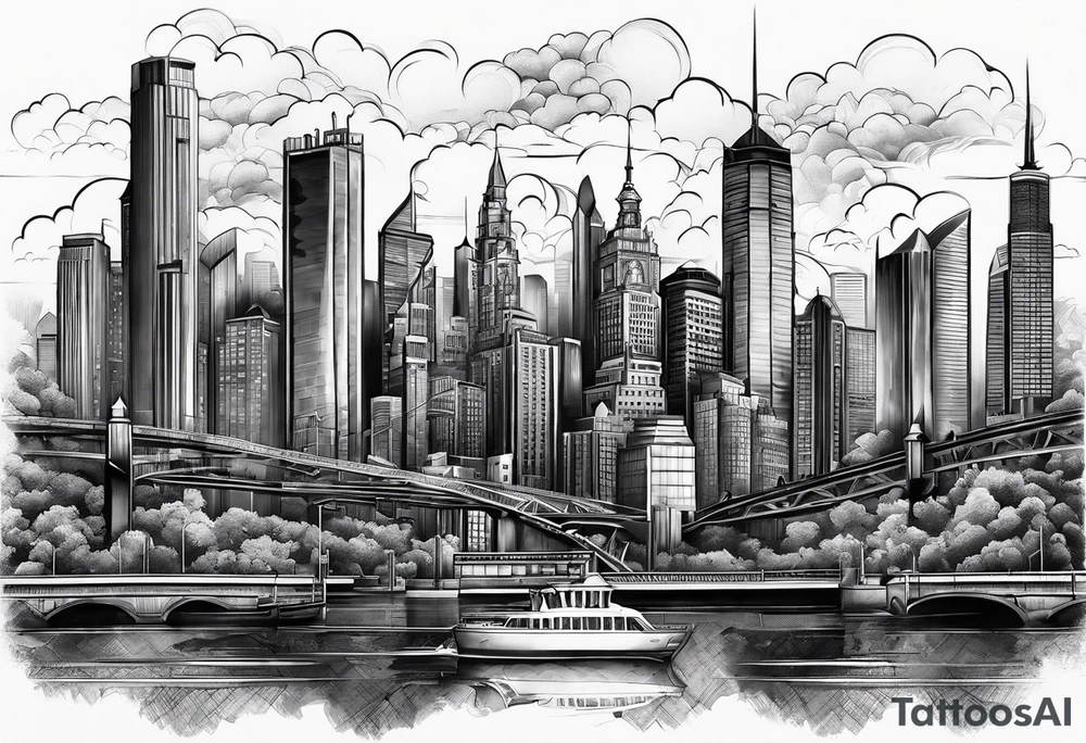 Skyline Black and white more aggressive tattoo idea