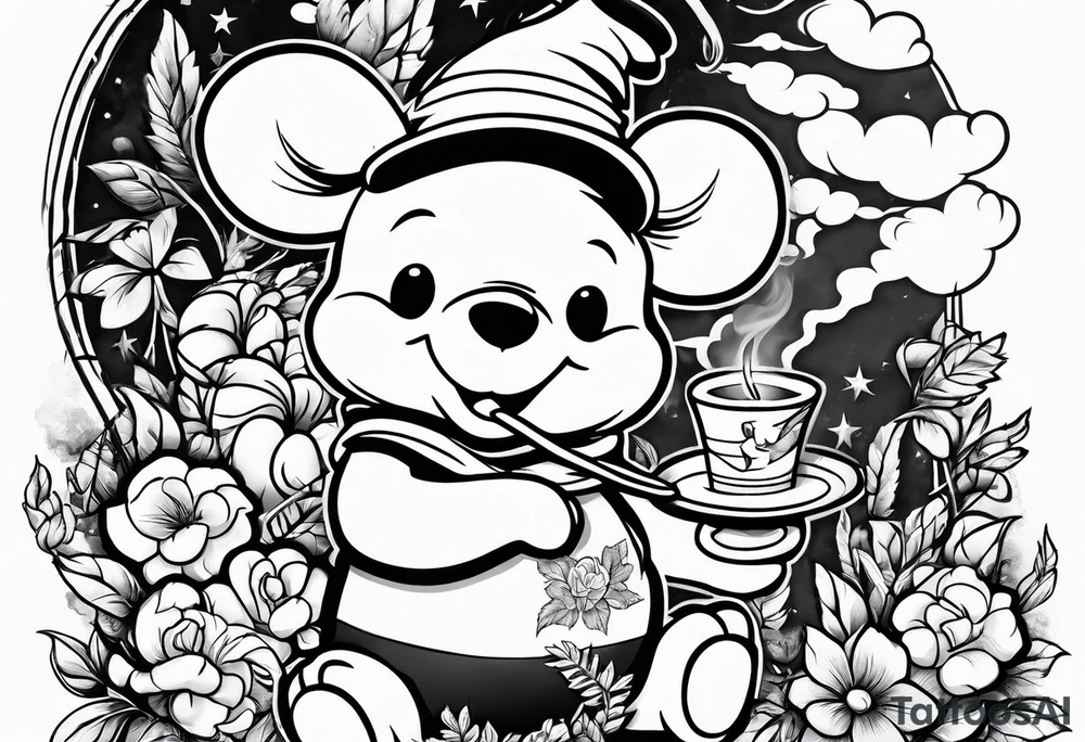 Winnie Pooh smoking joint tattoo idea
