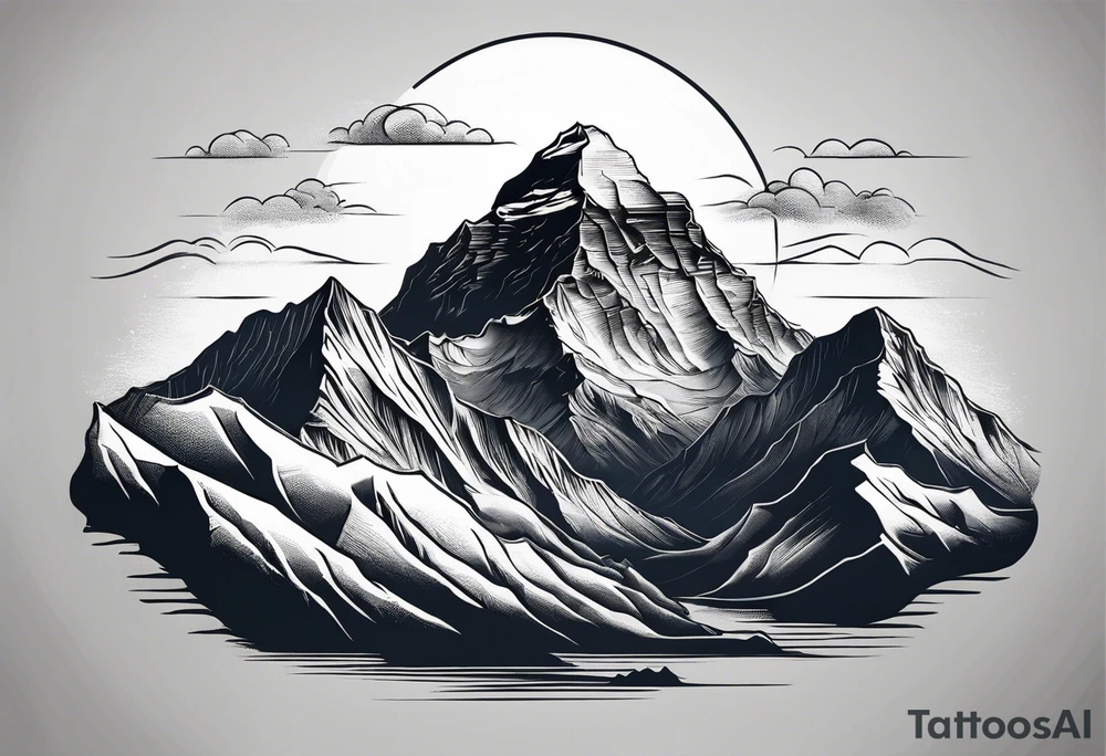 Mount Everest at sunset tattoo idea