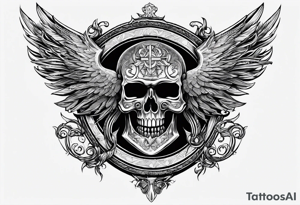 Greek Capital Letter Omega symbol death metal style tattoo idea