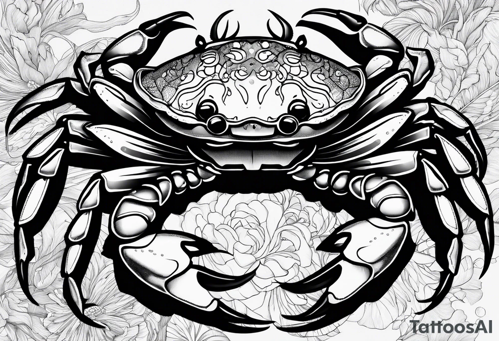 Crabs en blanco en negro con numero 69 tattoo idea