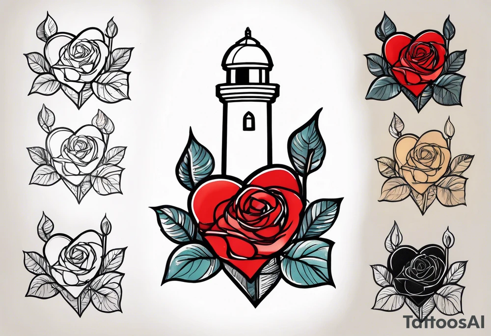 Leuchtturm Stacheldraht Rosen Herz tattoo idea