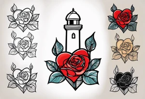 Leuchtturm Stacheldraht Rosen Herz tattoo idea