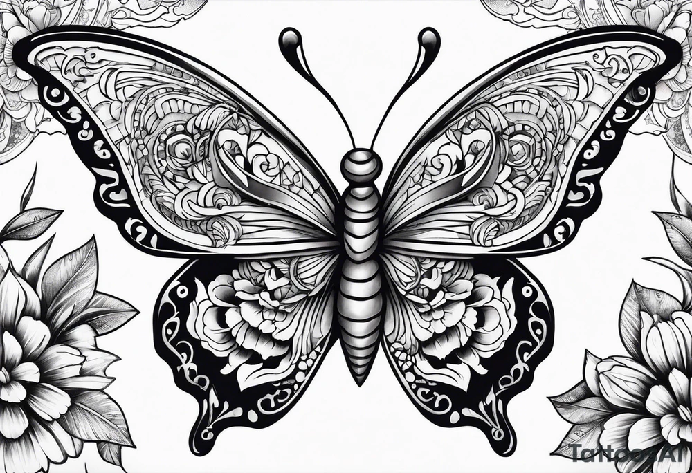 butterfly day of the dead tattoo idea