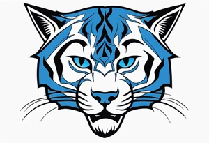 blue wildcat in football attire  morphing into jfootball game night half of the face is a black male school student tattoo idea