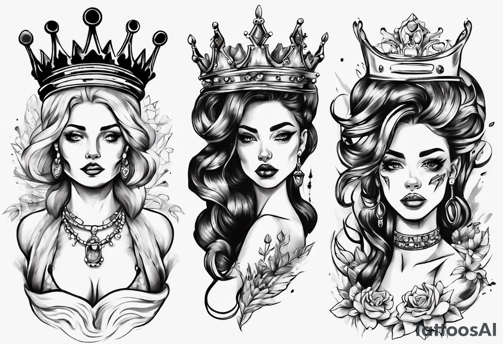 lady with a crown tattoo idea
