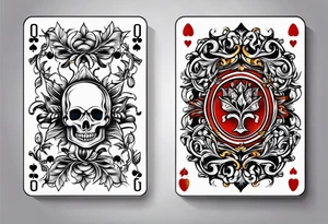 Playing cards, leaf vines and cigarettes tattoo idea