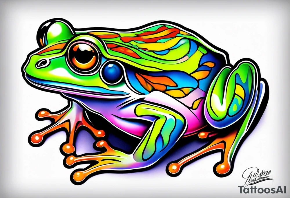 a psychedelic frog tattoo idea