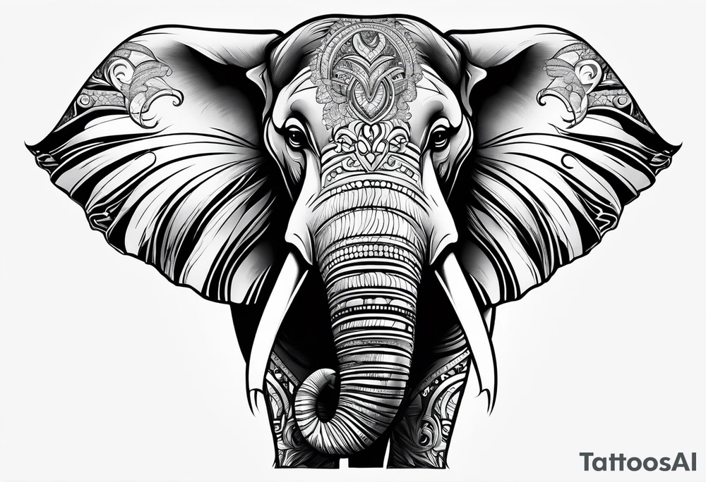 elephant smoking cigarette tattoo idea