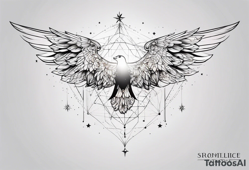 Constellation, wing , snow , géométric tattoo idea