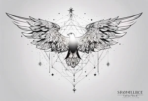 Constellation, wing , snow , géométric tattoo idea