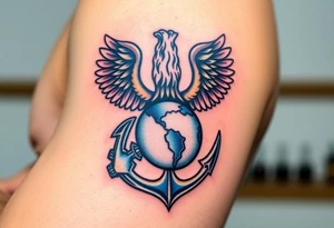 Combat marine veteran eagle globe and anchor
Operation Iraqi freedom
Dress blues tattoo idea