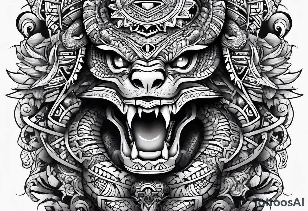 aztec snake sleeve tattoo idea