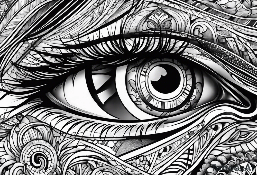 Eyes and abstract lines tattoo idea
