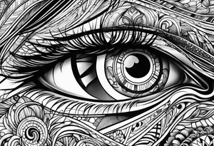 Eyes and abstract lines tattoo idea
