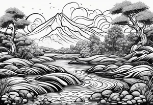 flowing river of coins tattoo idea