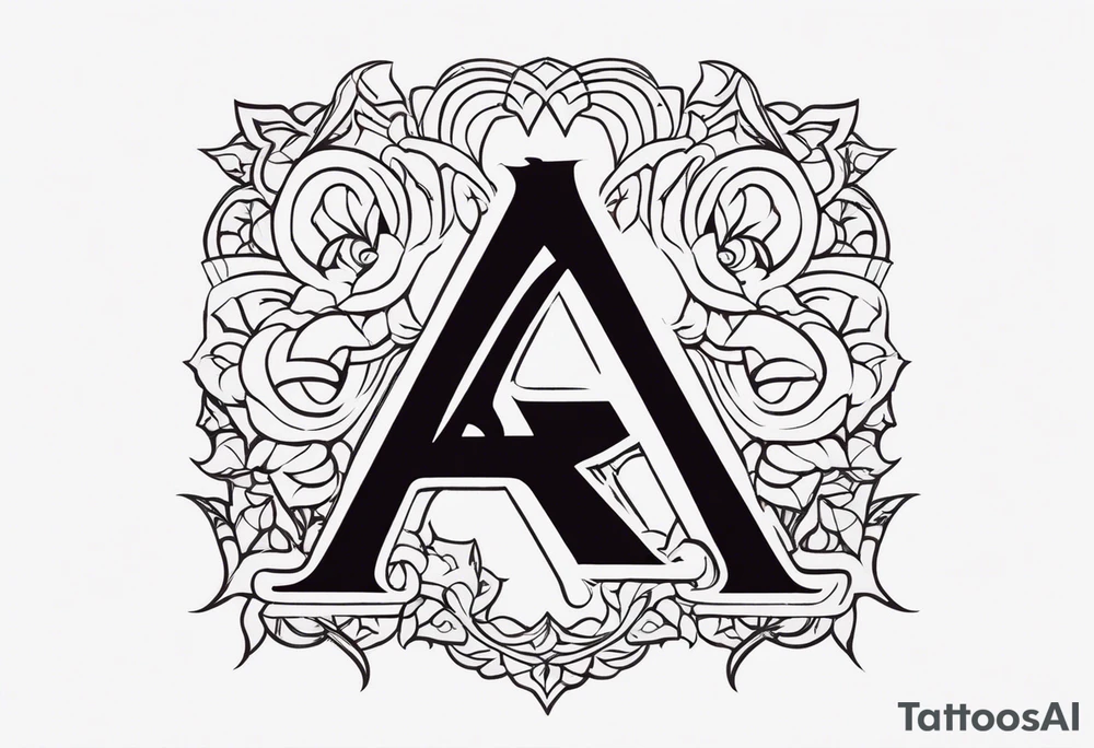 the letters A R in the middle of a ninja headband tattoo idea
