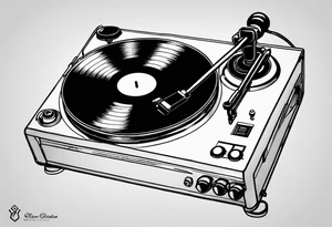 A recordplayer fineline minimalistic outline tattoo idea