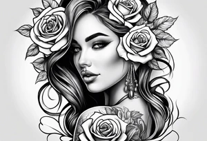 Girl with rose as head tattoo idea