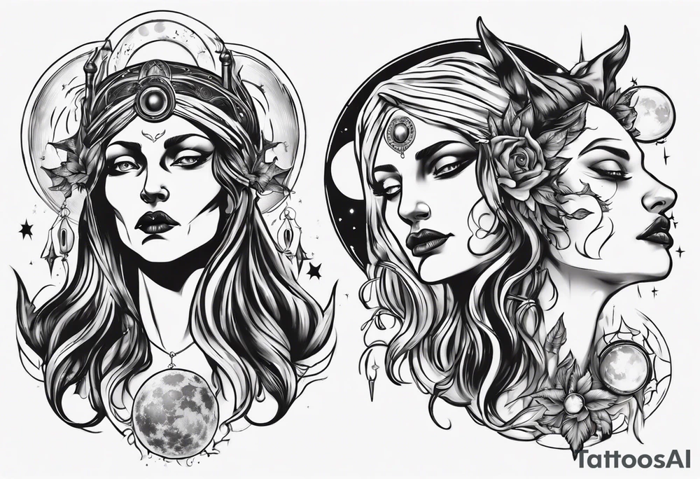 The High Priestesses. Hecate, Artemis and Selene as one. Representing Magic, Intuition and The Moon. tattoo idea