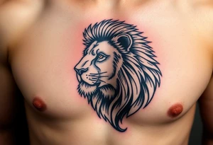 lion on one pec tattoo idea