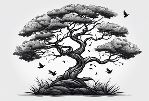 leave's tree flying away tattoo idea