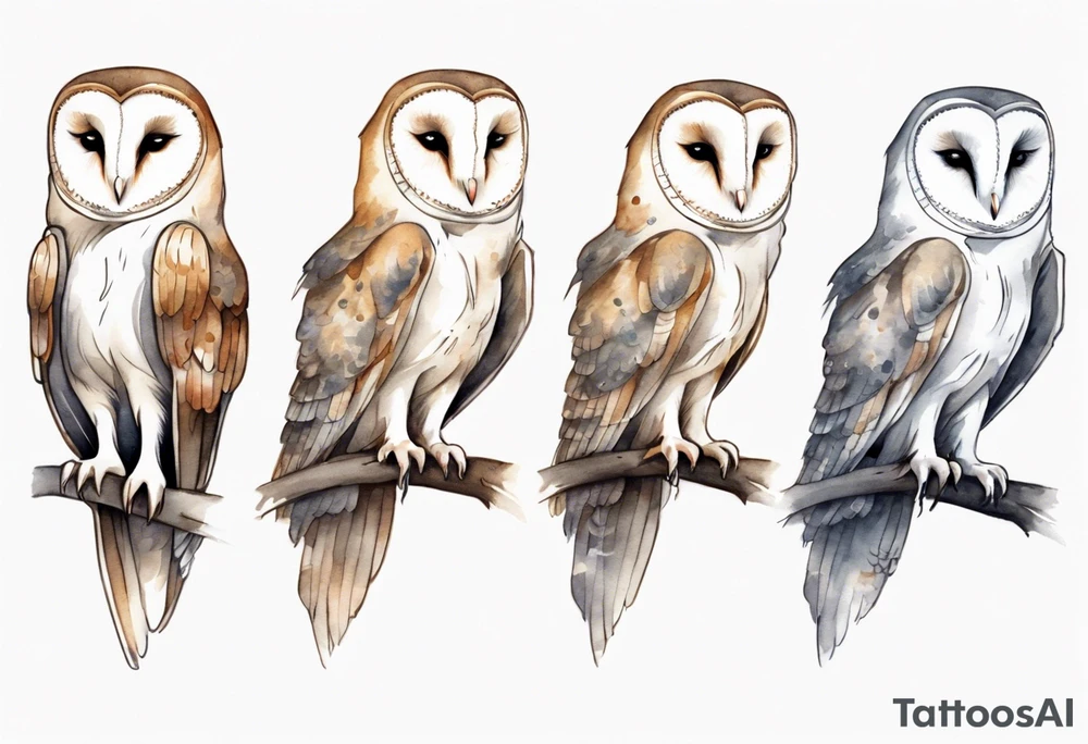 a barn owl with long legs wearing grey leggings tattoo idea