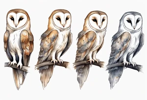 a barn owl with long legs wearing grey leggings tattoo idea