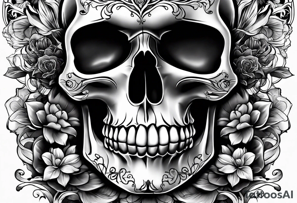 Memento mori writen skull sleeve tattoo design tattoo idea