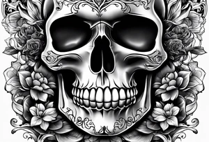 Memento mori writen skull sleeve tattoo design tattoo idea