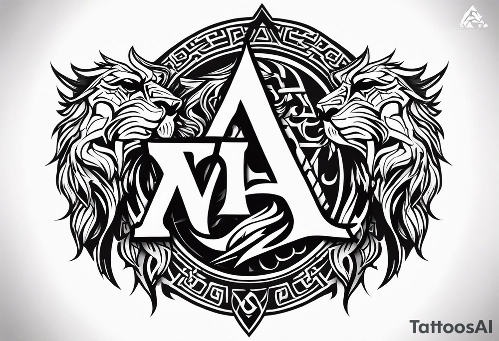 Valhalla sword shield dragon axe Valknut  tribal lion tattoo idea