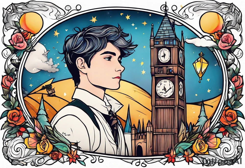 literary tattoo with the little prince, divergent, the hunger games and harry potter tattoo idea