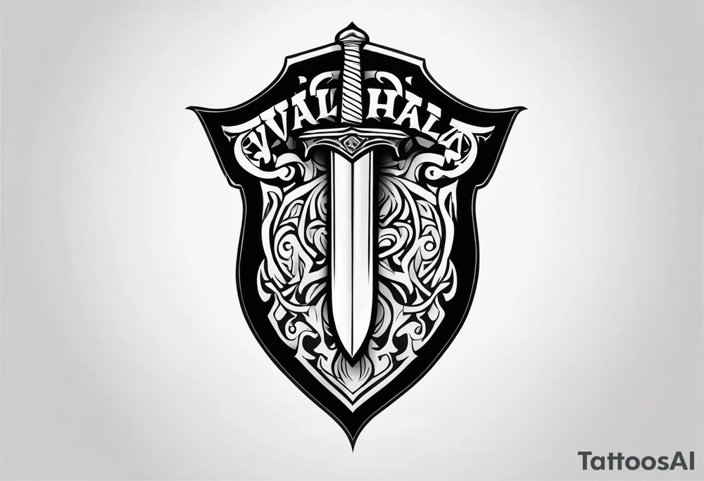Valhalla sword shield tattoo idea