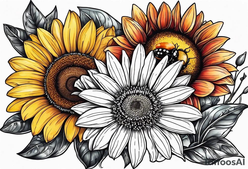 gerber daisy sunflower lilly bee and a
 lady bug tattoo idea