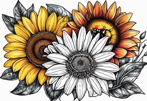 gerber daisy sunflower lilly bee and a
 lady bug tattoo idea