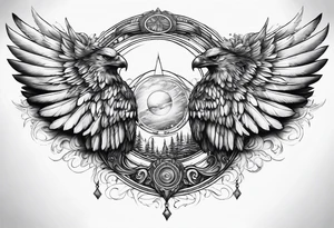 a halo over a pair of wings tattoo idea