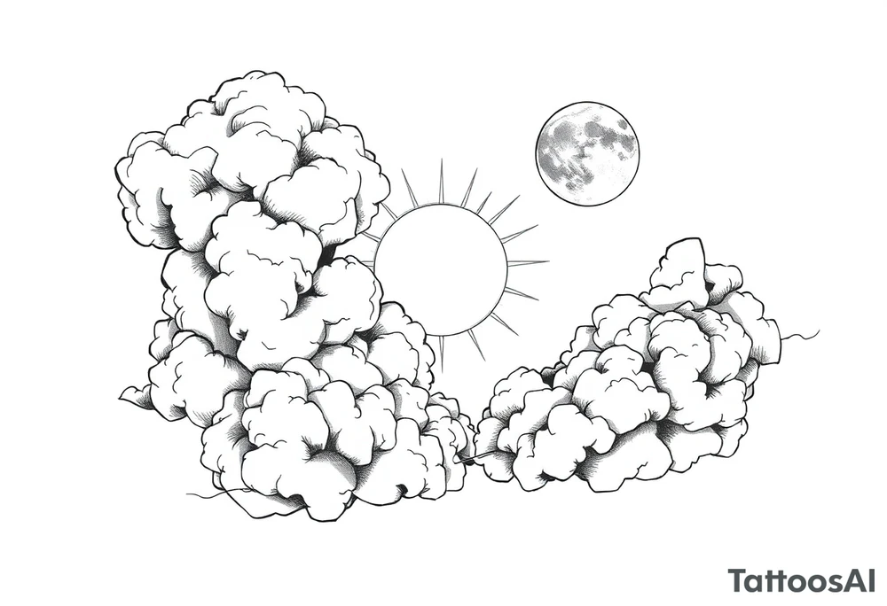 The clouds, the sun, and the moon tattoo idea