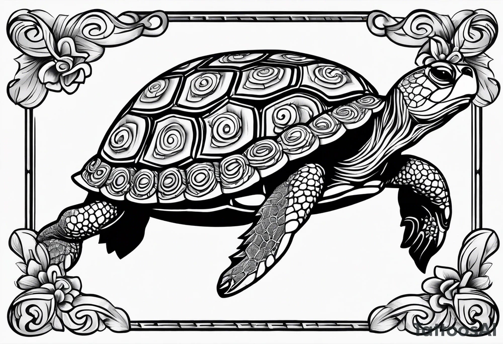 funny turtle tattoo idea