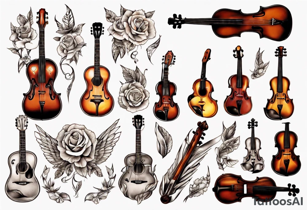 ACOUSTIC GUITAR AND VIOLIN tattoo idea