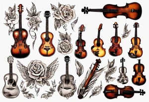 ACOUSTIC GUITAR AND VIOLIN tattoo idea