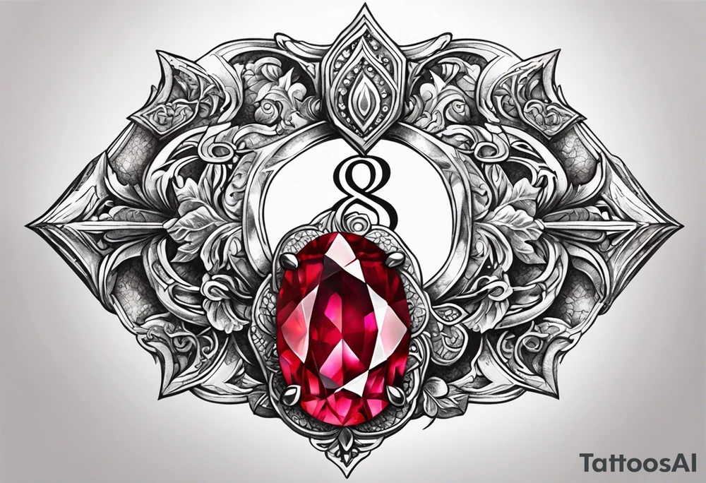 Ruby gem stone with the number 8 incorporated. tattoo idea