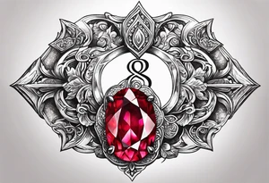 Ruby gem stone with the number 8 incorporated. tattoo idea