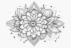 mexican fine line floral with stars, swirls, dots tattoo idea