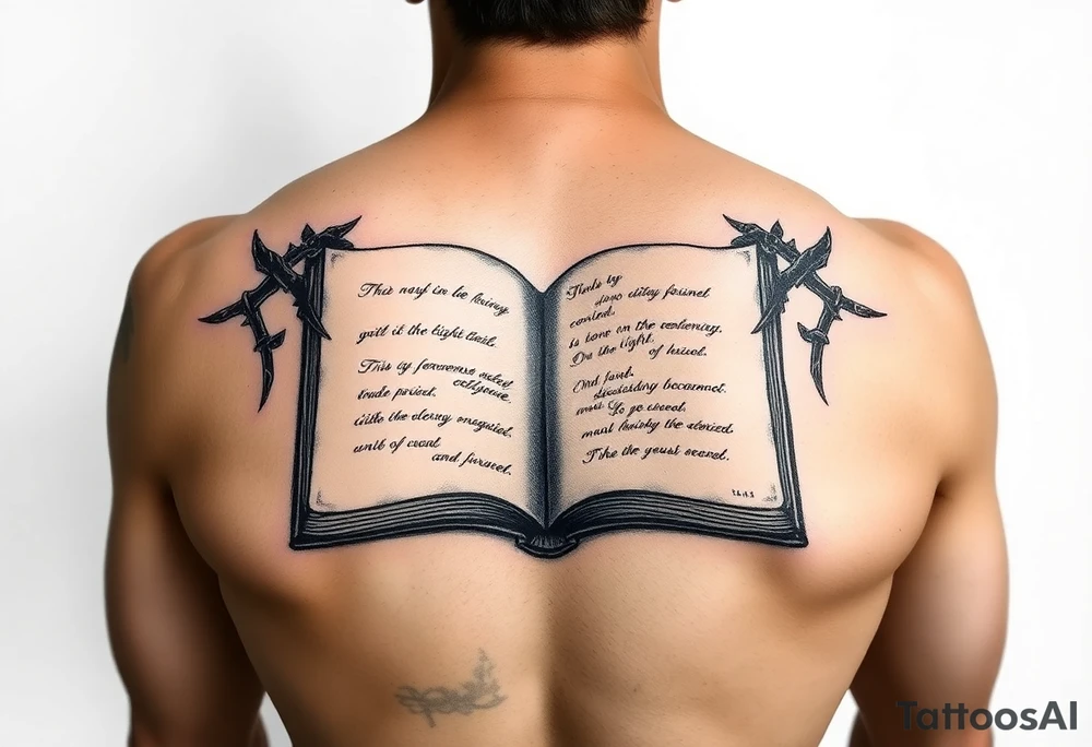 artistic open book tattoo idea