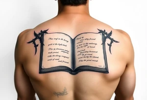 artistic open book tattoo idea