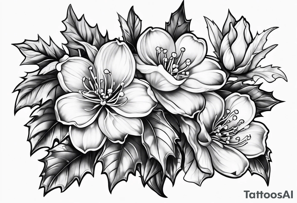 Holly flower tattoo idea