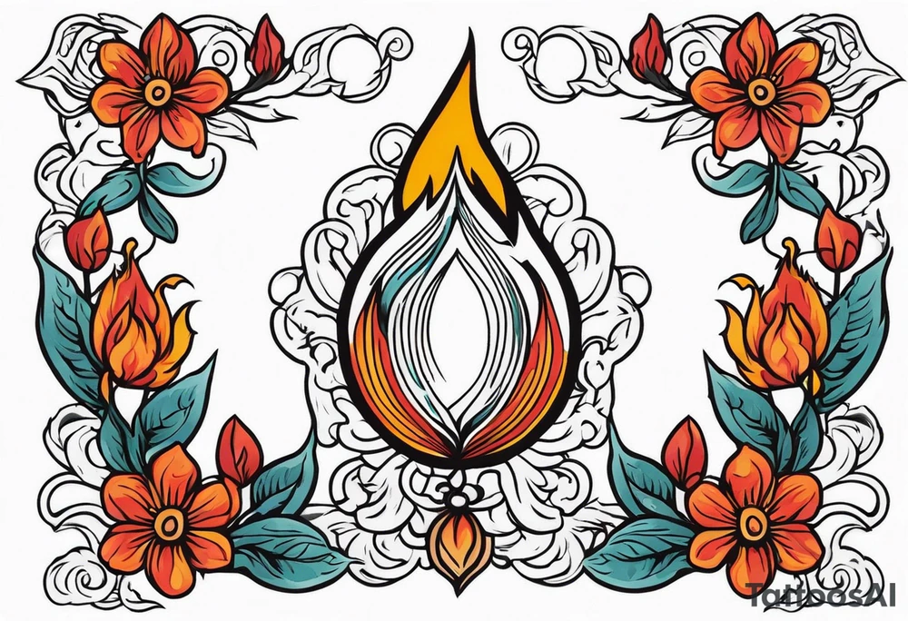 tongue of fire
old school vintage simple traditional design with vintage flowers surrounding
bold color simple tattoo idea